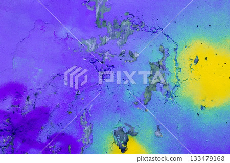 Abstract Neon Purple and Yellow Textured Paint for 80s, Acid Aesthetic 133479168