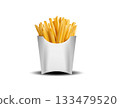 Golden French Fries In White Bag Crispy Snack For Fast Food Lovers And Casual Meals. 133479520