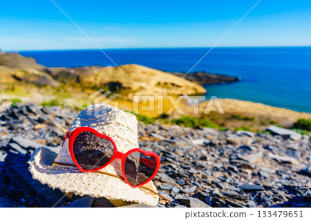 Summer hat on sunny sea coast, Murcia Spain 133479651