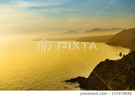 Spanish coast landscape, cliffs in Andalusia. 133479680