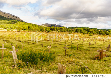 Sad Hill Cemetery in Spain. Tourist place Sad Hill Cemetery in Spain. Tourist place 133479688