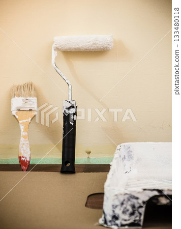 White paint with essentials equipment White paint with essentials equipment 133480118