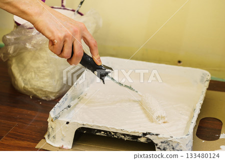 White paint with essentials equipment 133480124