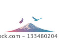 Modern depiction of Fuji, a hawk, and an eggplant 133480204