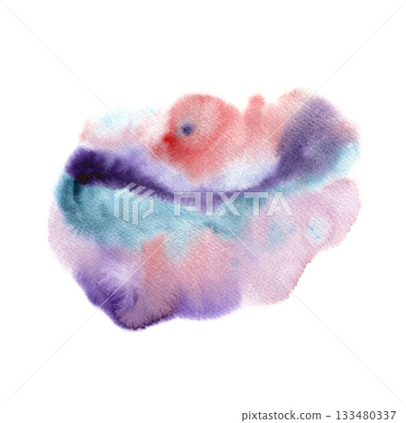 Abstract blurred watercolor stain in soft purple, blue and pink for space themed design. 133480337