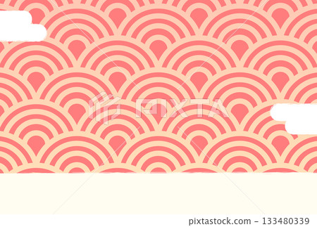 Japanese-style New Year's card with Seigaiha pattern 133480339