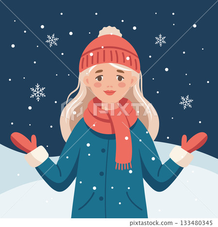 girl, snow, winter 133480345