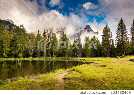 magic lake in mountain magic lake in mountain 133480409