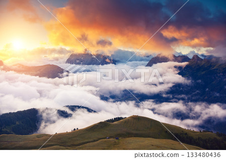 Amazing sunset in the mountains Amazing sunset in the mountains 133480436