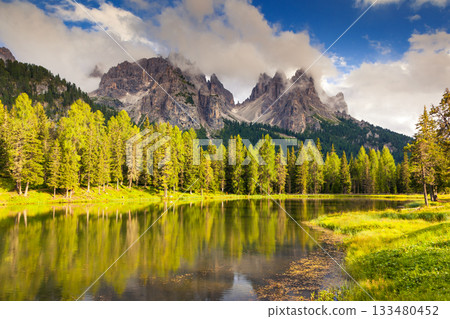 magic lake in mountain 133480452