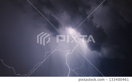 Lightning with dramatic clouds Lightning with dramatic clouds 133480461