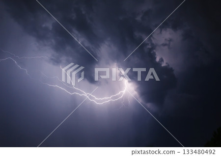 Lightning with dramatic clouds Lightning with dramatic clouds 133480492