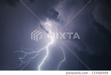 Lightning with dramatic clouds Lightning with dramatic clouds 133480494