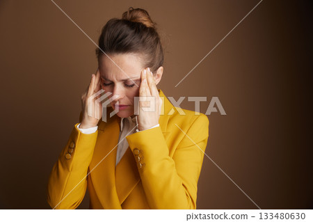 Businesswoman Experiencing Stress or Headache Businesswoman Experiencing Stress or Headache 133480630