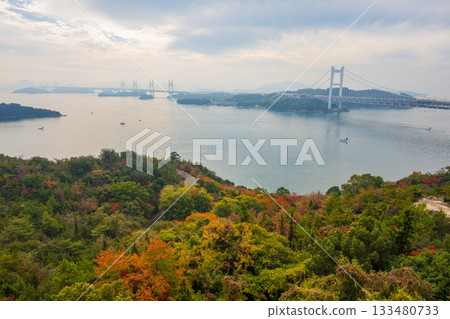 Beautiful autumn scenery of the Seto Ohashi Bridge in Japan Beautiful autumn scenery of the Seto Ohashi Bridge in Japan 133480733