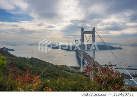 Beautiful autumn scenery of the Seto Ohashi Bridge in Japan Beautiful autumn scenery of the Seto Ohashi Bridge in Japan 133480752