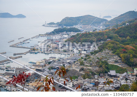 Beautiful autumn scenery of the Seto Ohashi Bridge in Japan Beautiful autumn scenery of the Seto Ohashi Bridge in Japan 133480757