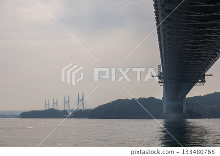 Beautiful autumn scenery of the Seto Ohashi Bridge in Japan 133480768