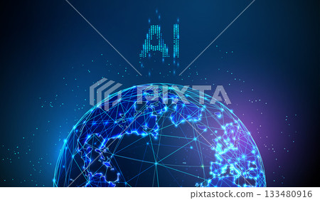 Planet Earth with AI letters Global data analysis, planetary computing, machine learning, predictive modeling, intelligent systems, data-driven decision making concept Planet Earth with AI letters Global data analysis, planetary computing, machine learning, predictive modeling, intelligent systems, data-driven decision making concept 133480916