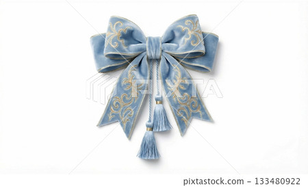 淺藍色絲絨緞帶飾邊 133480922