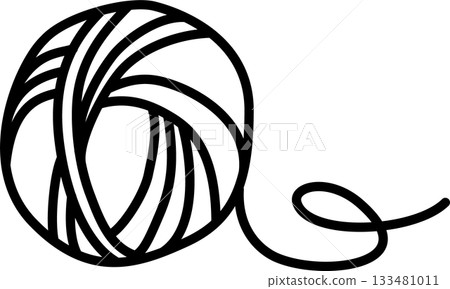 Hand-drawn yarn illustration icon, round type 133481011