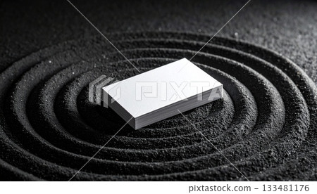 Black sand dry landscape business card mockup 133481176