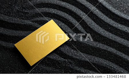 Black sand dry landscape and gold business card mockup 133481468