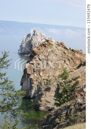 Mystical Shamanka Rock on Olkhon Island. Mystical Shamanka Rock on Olkhon Island. 133481476