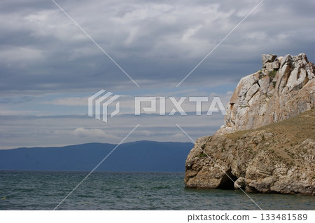 Mystical Shamanka Rock on Olkhon Island. 133481589