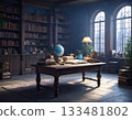 Large bookshelf and books 133481802