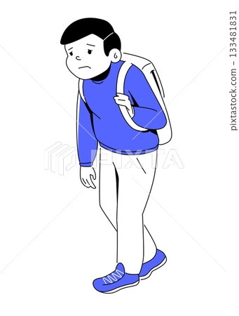 Sad Schoolboy - Colorful Flat Design Illustration 133481831