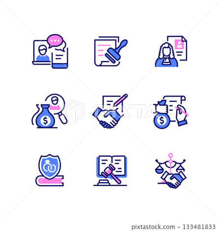 Legal services - set of line design style icons 133481833