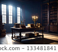 Dark room with bookshelves 133481841