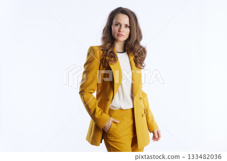 Authoritative Businesswoman in Yellow Pantsuit Authoritative Businesswoman in Yellow Pantsuit 133482036
