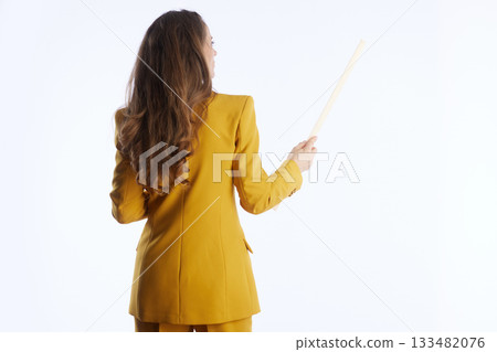 Businesswoman Presenting with Pointer - Back View 133482076