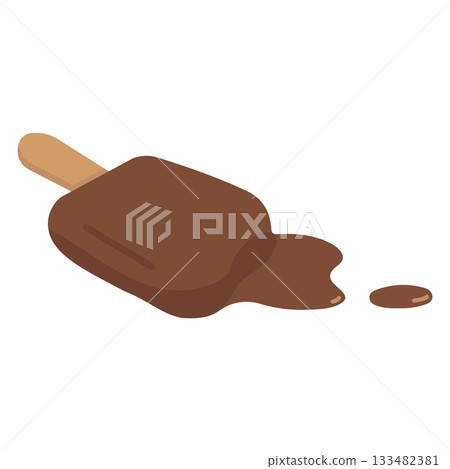Melting Chocolate Ice Cream Bar Illustration Melting Chocolate Ice Cream Bar Illustration 133482381