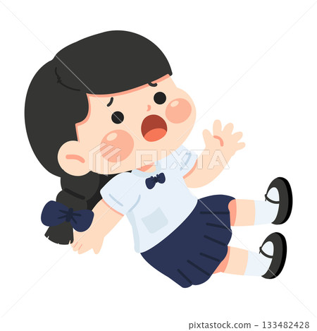 Cartoon Girl Falling Down Illustration 133482428