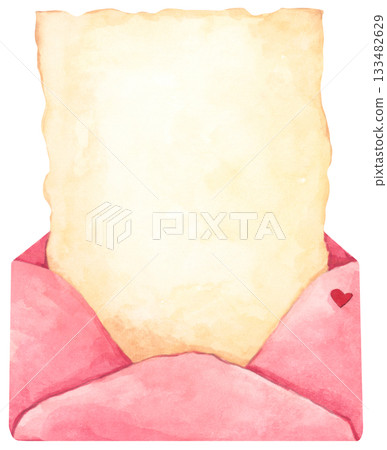 Romantic Watercolor Love Letters, Vintage Pink and Beige Envelopes with Heart for Valentine Day Illustration Romantic Watercolor Love Letters, Vintage Pink and Beige Envelopes with Heart for Valentine Day Illustration 133482629