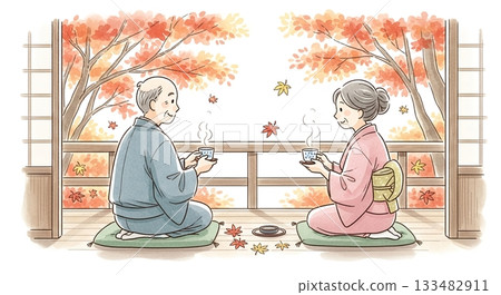 秋日裡，一對夫妻在陽台上進行了一段溫馨的對話。 133482911