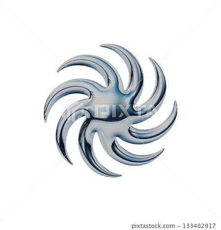 Metallic 3D icon of a vortex. Y2K style decorative stamp illustration 133482917