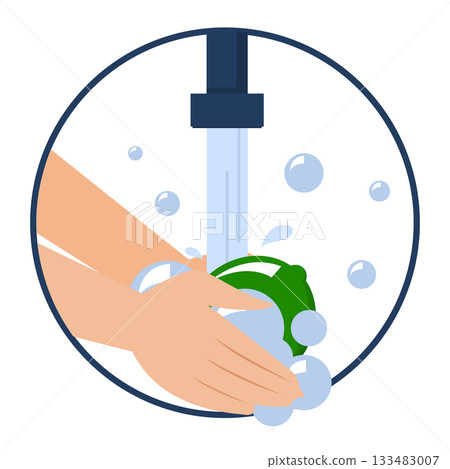 Hands washing dirty lime fruit 133483007