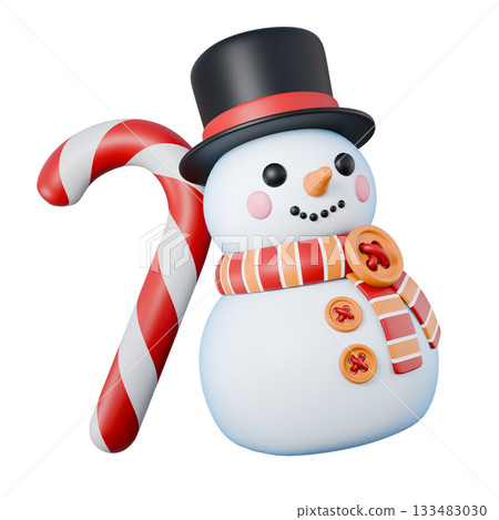 Snowman with Christmas lollipop 3D Snowman with Christmas lollipop 3D 133483030