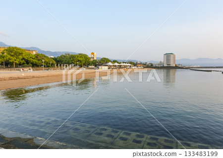 Beppu Spa Beach in the early morning as seen from Kitahama Green Zone 133483199