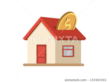 Coin and house piggy bank stock illustration Coin and house piggy bank stock illustration 133483301