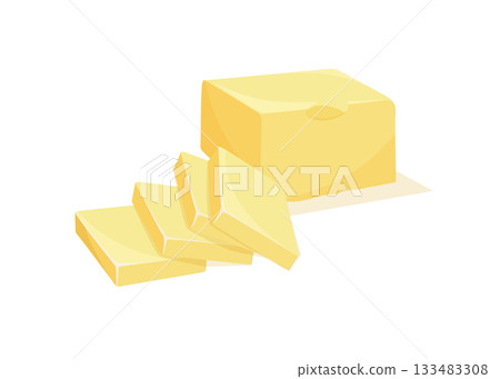 Yellow butter bar with slices on plate stock illustration Yellow butter bar with slices on plate stock illustration 133483308