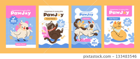 Mini illustration set showing pets toys and accessories flat cartoon 133483546