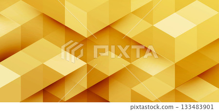 Gold geometric abstract background. Triangles and Cubes Pattern. Modern Graphic Design BG for banner, flyer, card, cover, or brochure 133483901