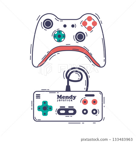 Gamepad as Game Controller and Input Device for Video Game Console Outline Vector Set 133483963