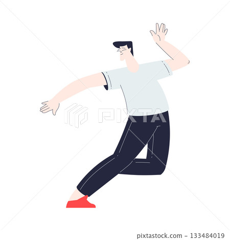 Happy Man Character Dancing Moving Body Vector Illustration Happy Man Character Dancing Moving Body Vector Illustration 133484019