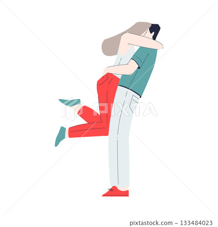 Man and Woman Romantic Couple Embrace Enjoy Love Story and Relationship Vector Illustration Man and Woman Romantic Couple Embrace Enjoy Love Story and Relationship Vector Illustration 133484023